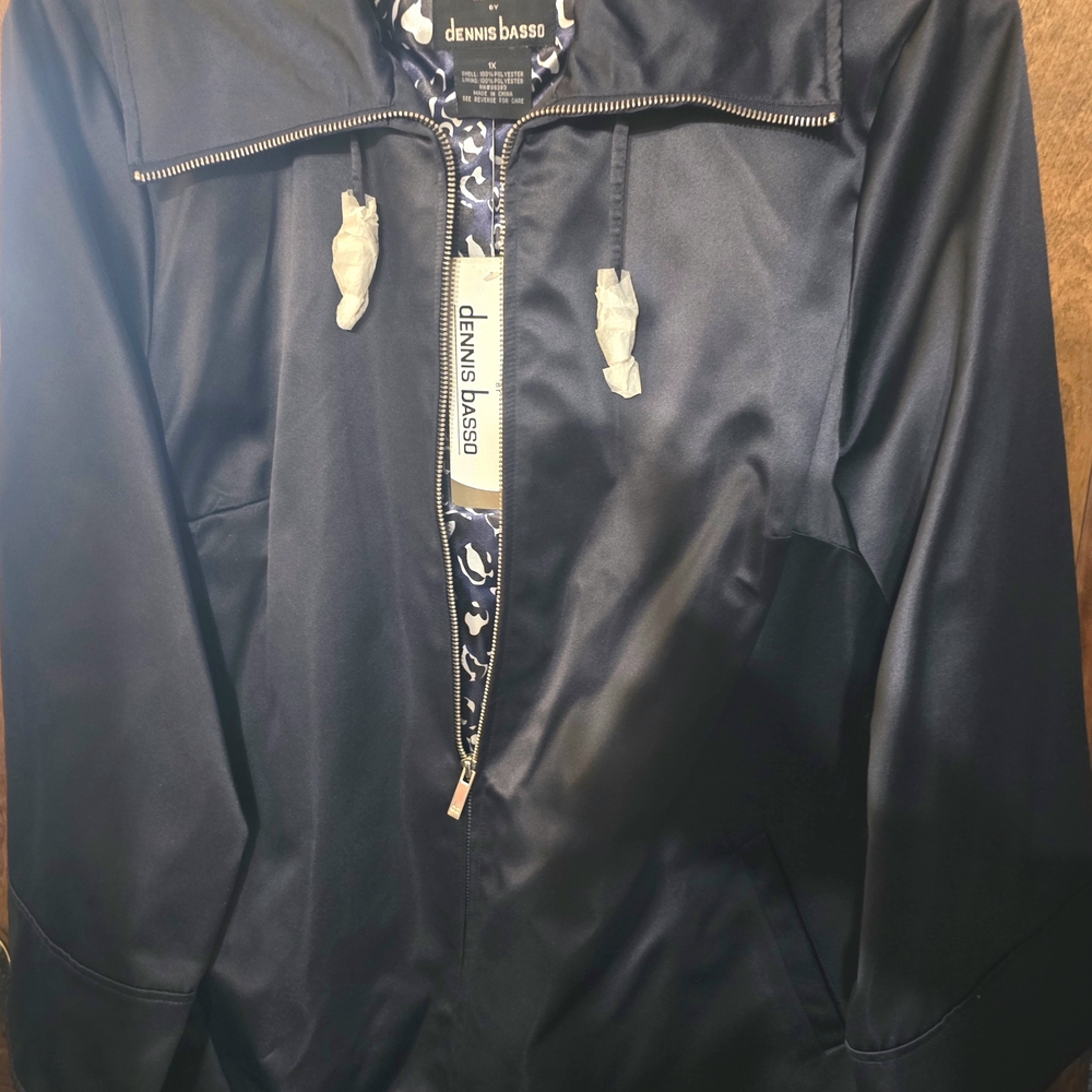 Dennis Basso Elegant Navy Raincoat for Women